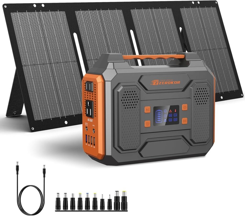 ZeroKor 300W Portable Power Station + 60W Solar Panel Kit, R200