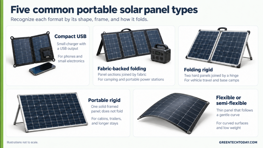Portable solar panel types