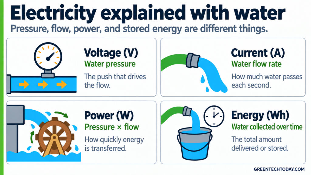 Electricity explained with water